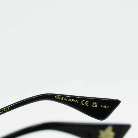 Gucci GG0606SK 001 Sunglasses Black/Gold Square Frame, Grey Lenses - Picture 9 of 12